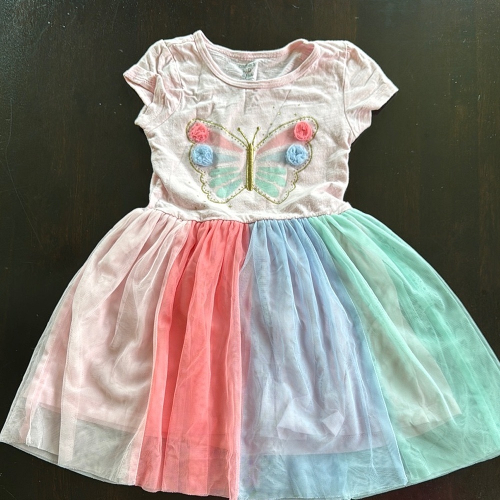 Carter's White and Pink Flutter Sleeve Sundress